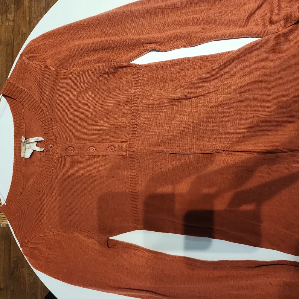 Rust Orange Button-Up Sweater